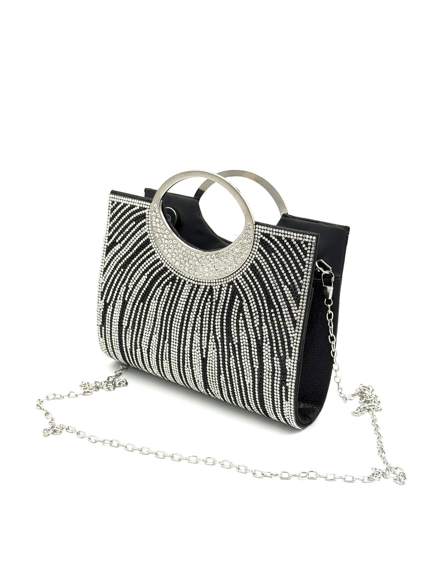 Luxury Sunburst Rhinestone Ring Handle Evening Clutch