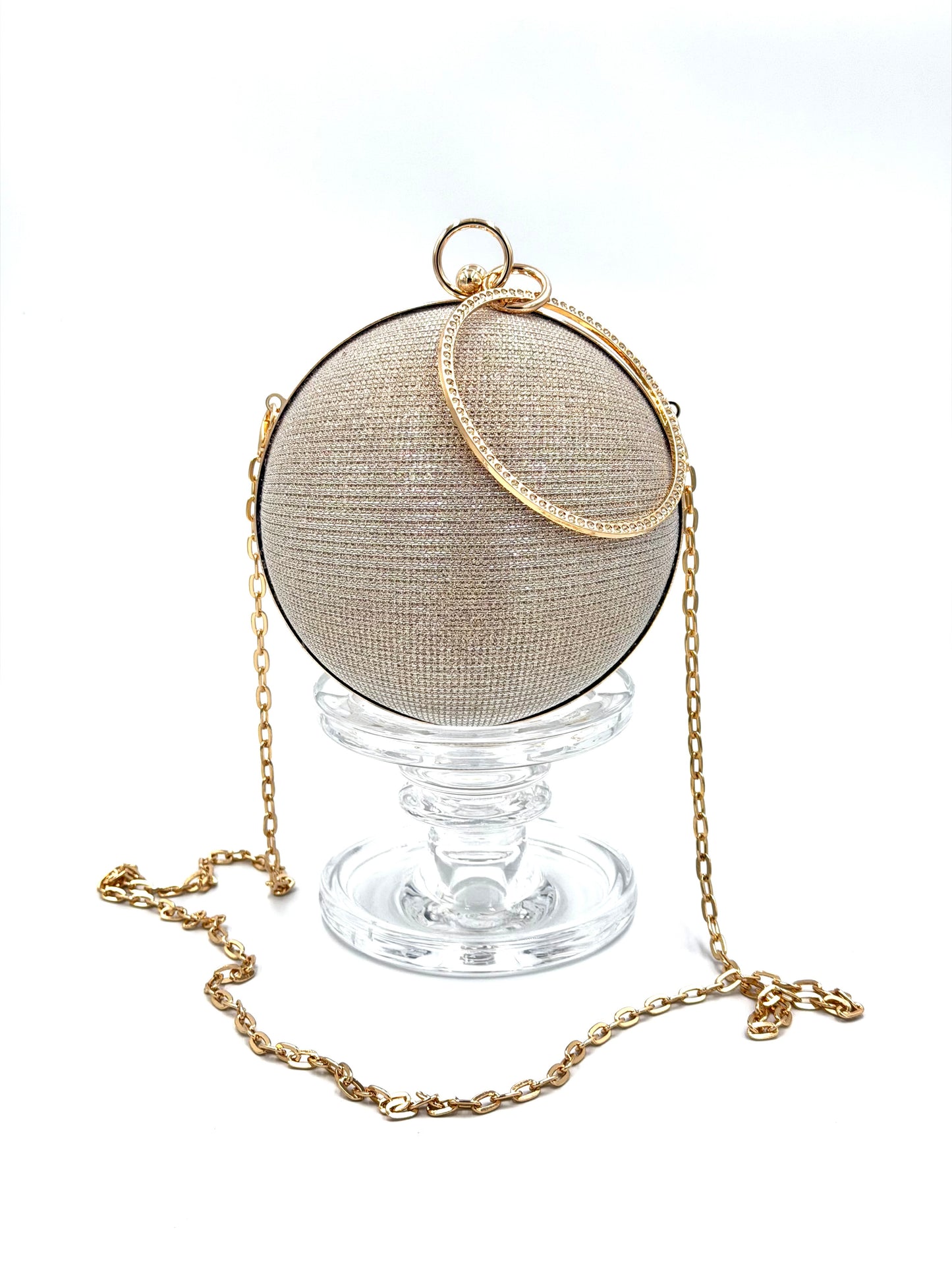 Champagne Crystal Ball Rhinestone Evening Clutch
