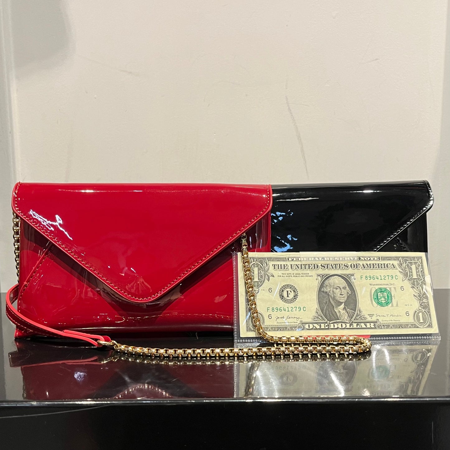 Enamel Envelope Clutch