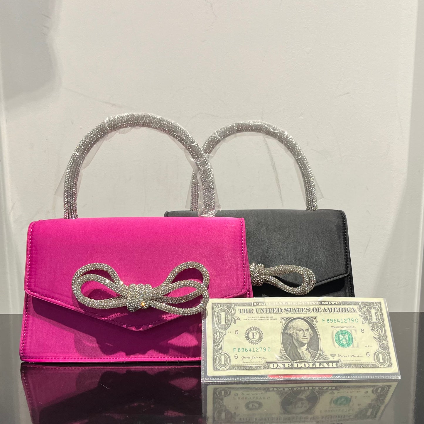 Rhinestone Ribbon Silk Bag