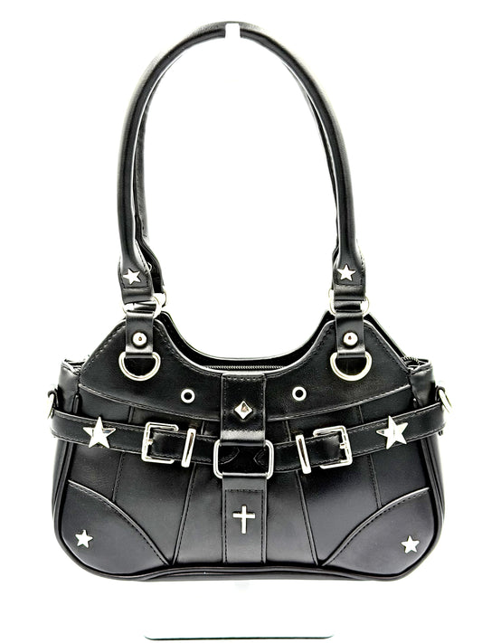 Y2K Star Buckle Crossbody Handbag - Punk Grunge Ita Bag With Clear Display Pocket
