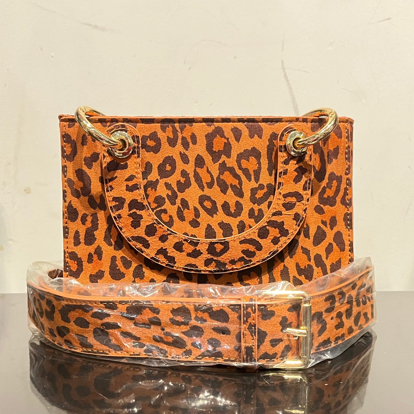 Suede Leopard Crossbody Bag
