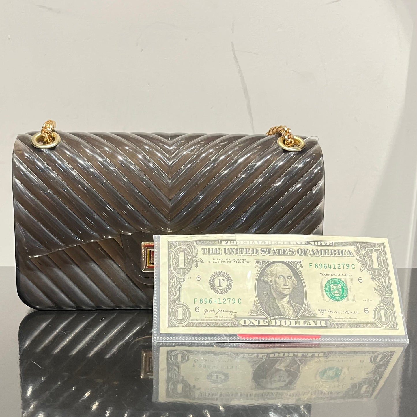 Black Jelly Bag with Gold Details