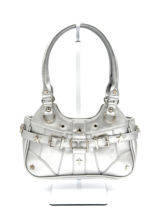 Y2K Star Buckle Crossbody Handbag - Punk Grunge Ita Bag With Clear Display Pocket