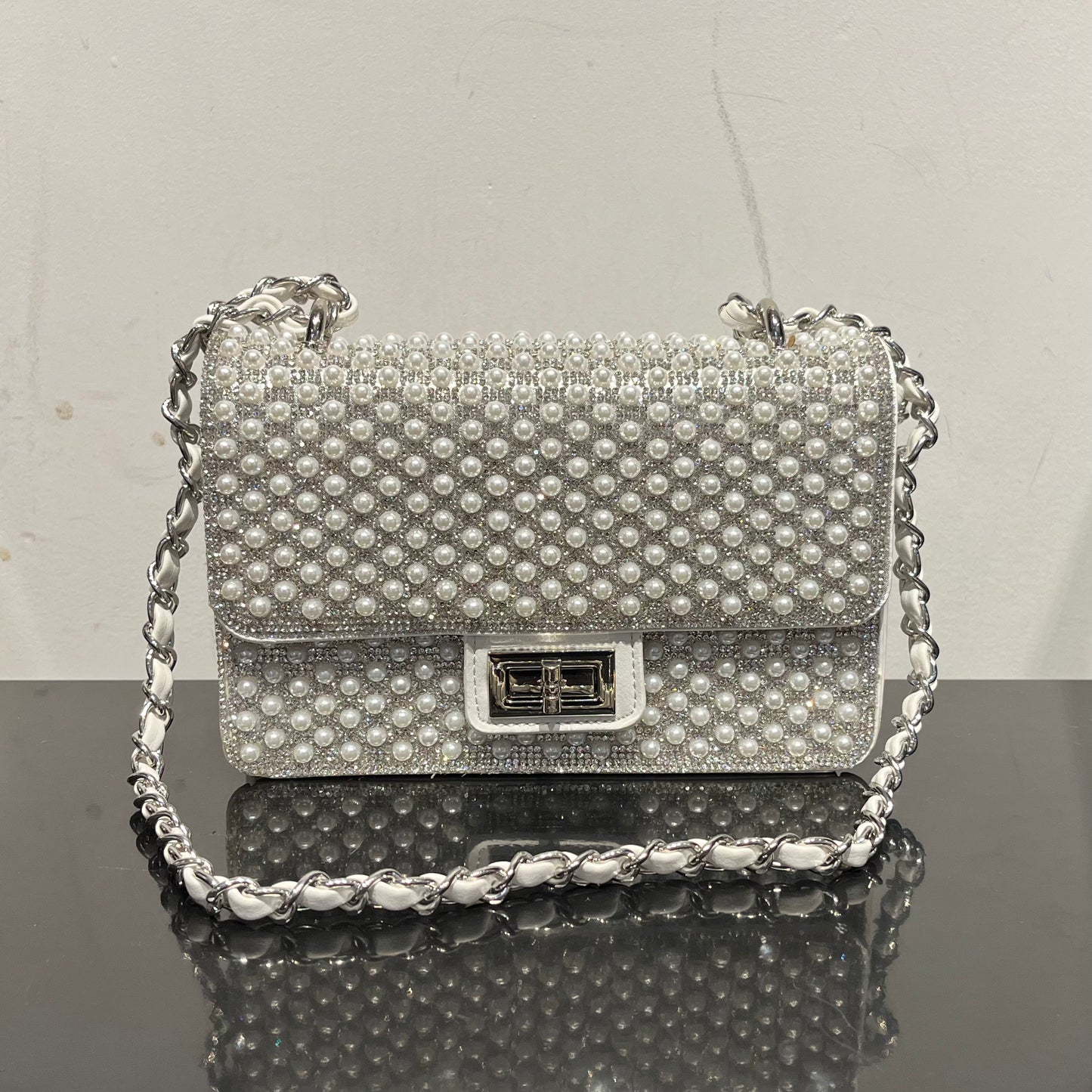Faux Pearl Rhinestone Bag