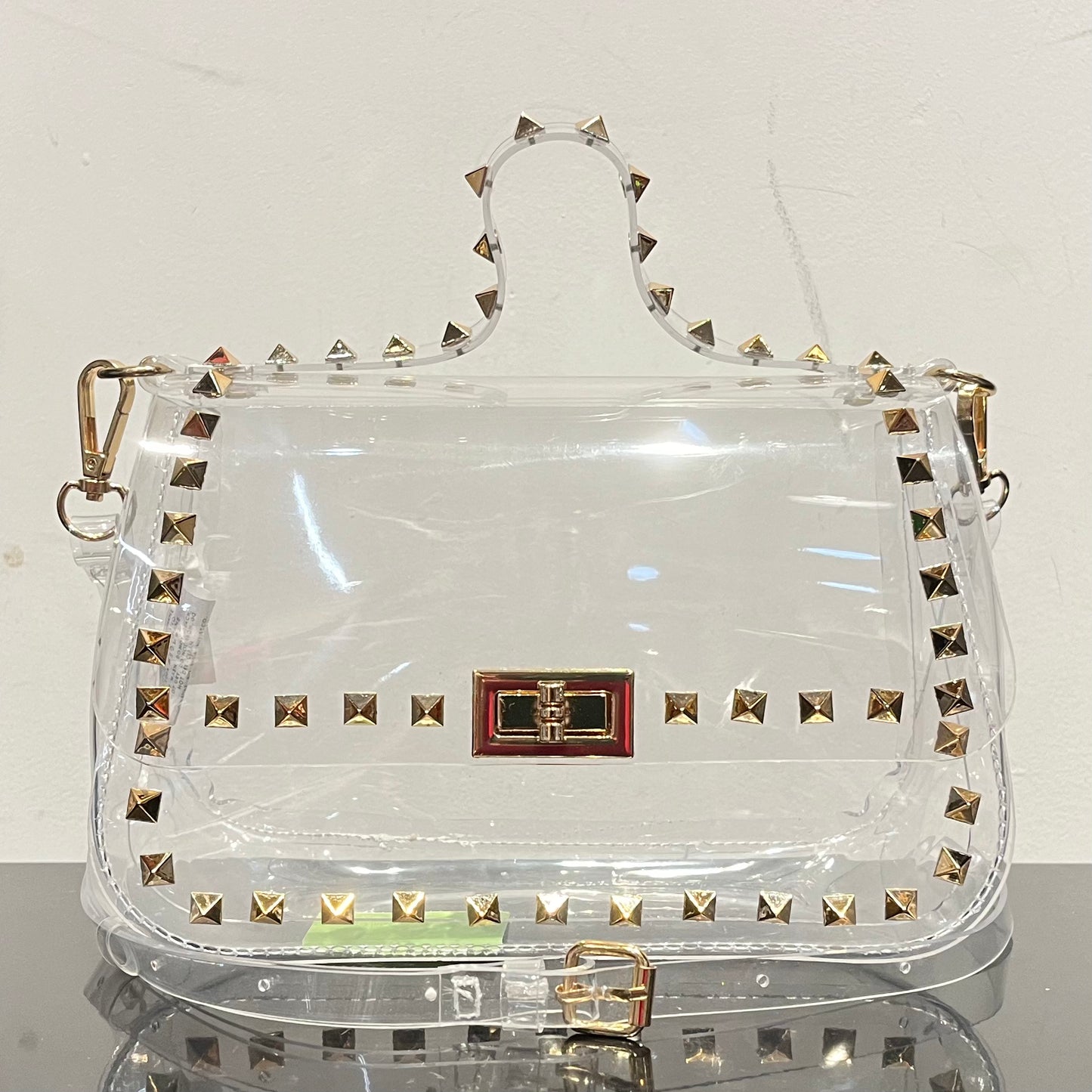 Gold Stud-Lined Clear Bag