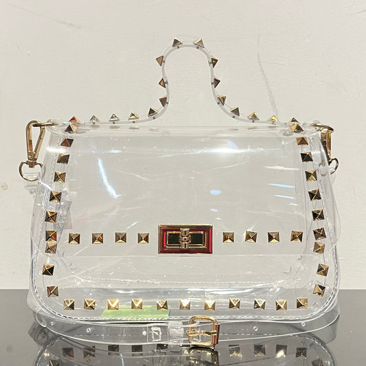 Gold Stud-Lined Clear Bag