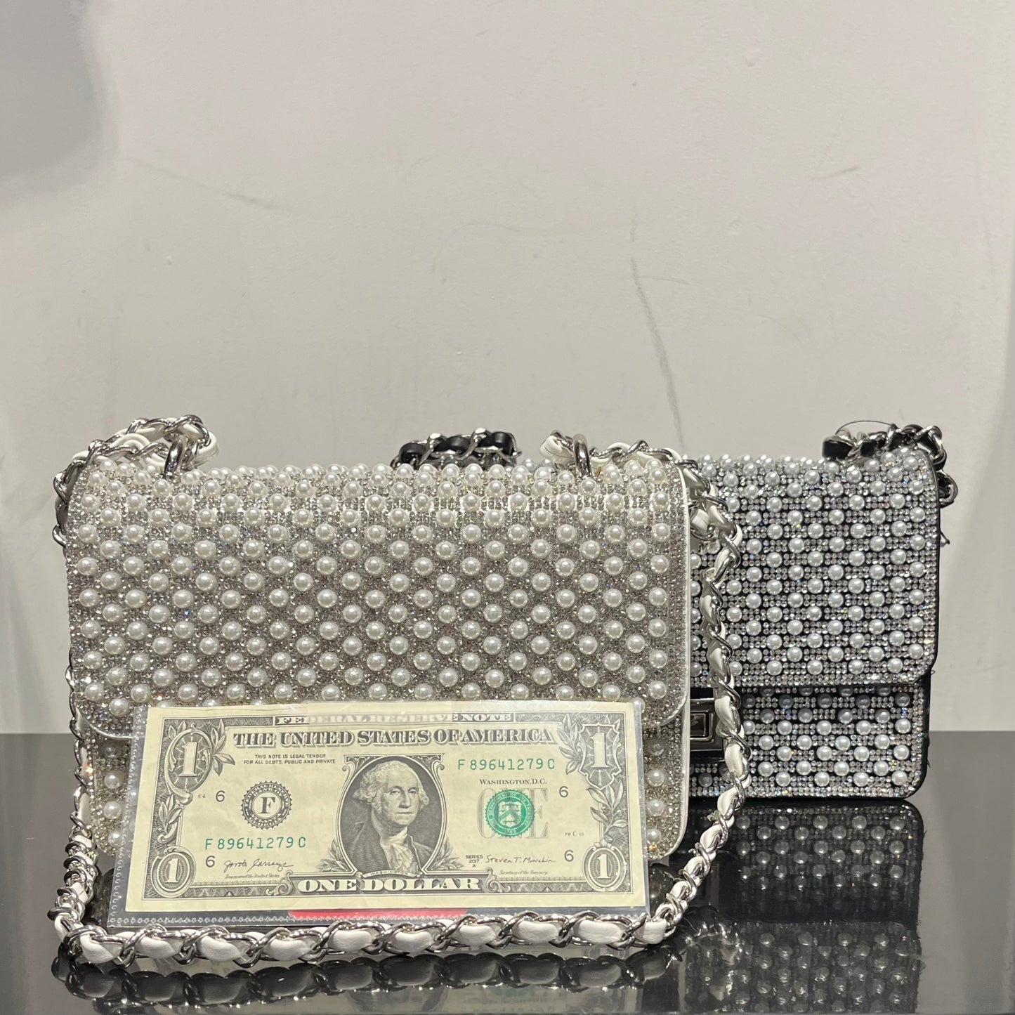 Faux Pearl Rhinestone Bag