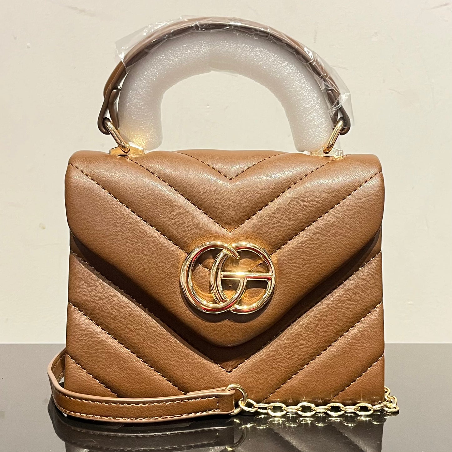 V-Stitched Leather Bag