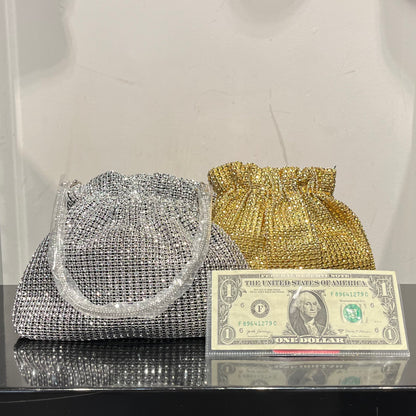 Studded Metallic Sack Clutch