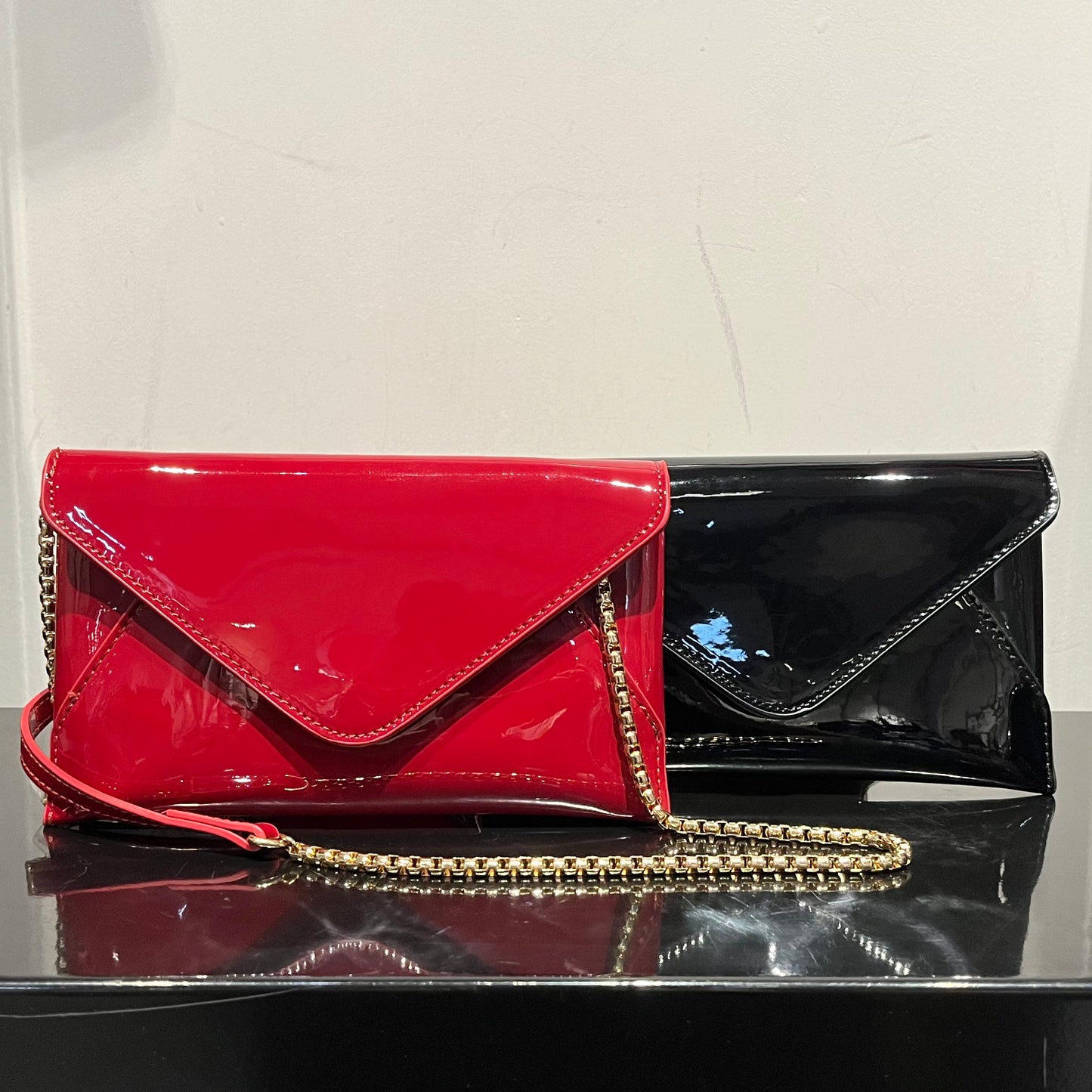 Enamel Envelope Clutch