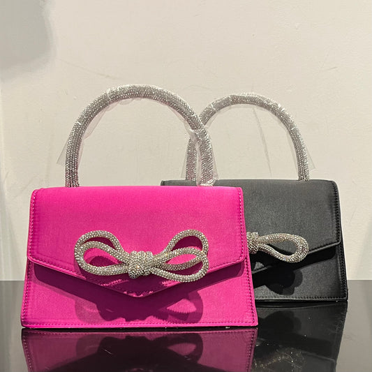 Rhinestone Ribbon Silk Bag