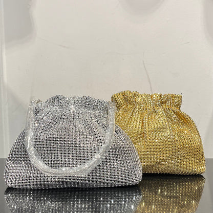 Studded Metallic Sack Clutch