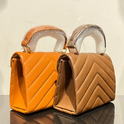 V-Stitched Leather Bag