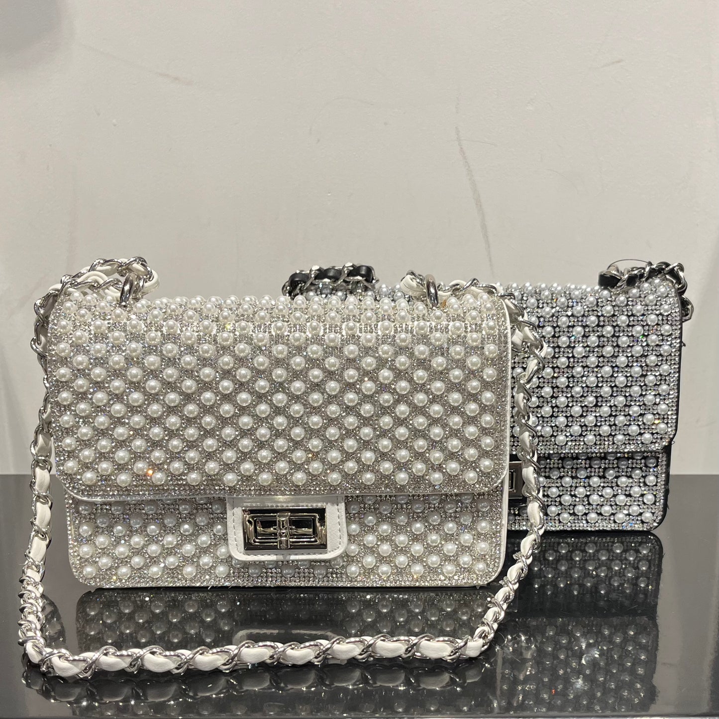 Faux Pearl Rhinestone Bag